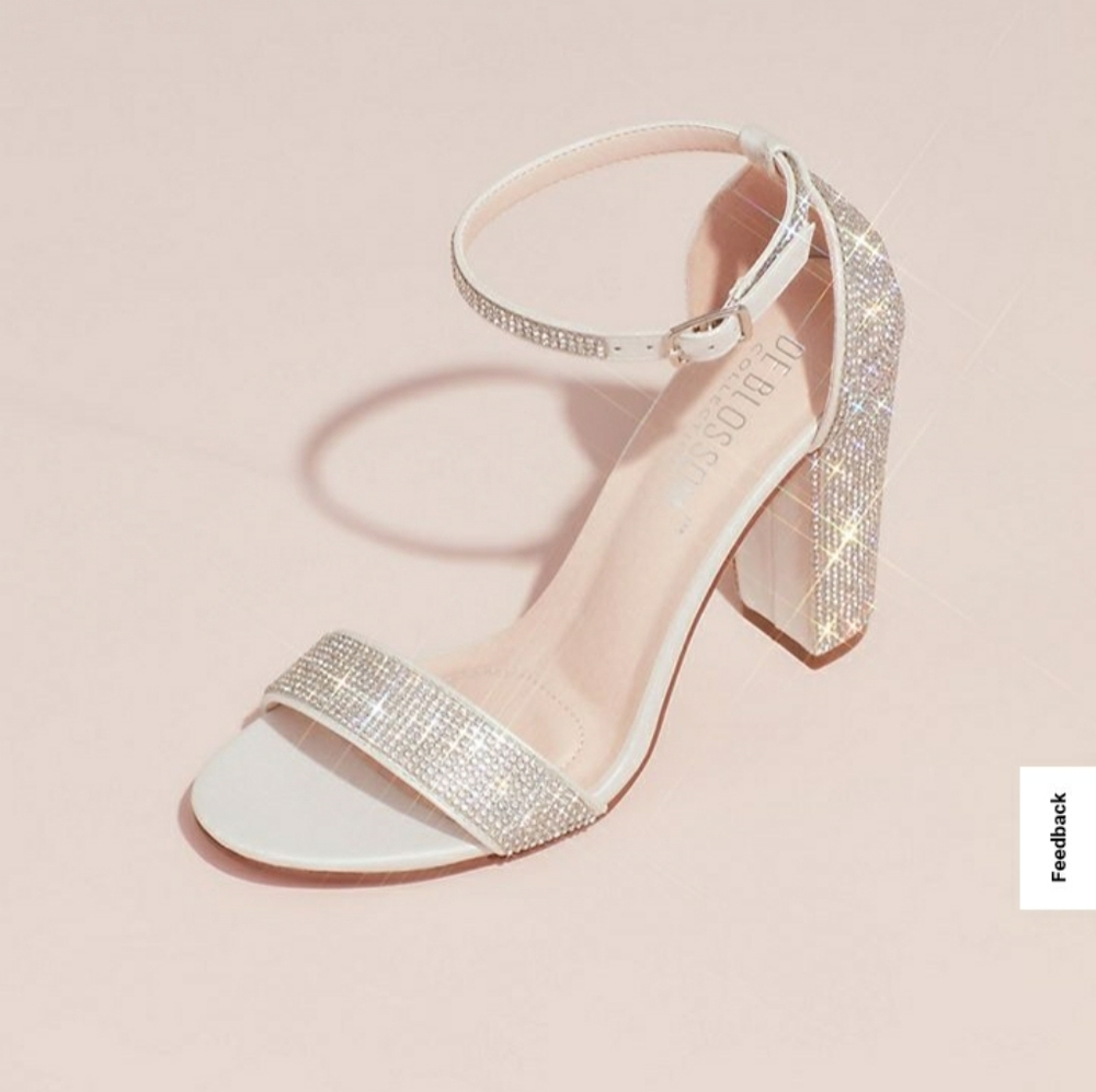 Crystal Block Heel Sandals with Shimmering Accents Heel Size 11 NWT New Wedding